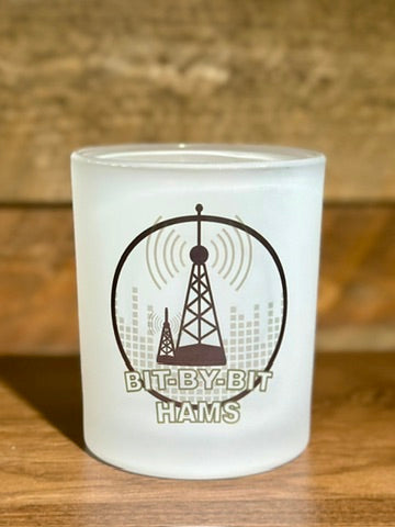 Bit-by-Bit 8oz Frosted B&W lowball whisky glass