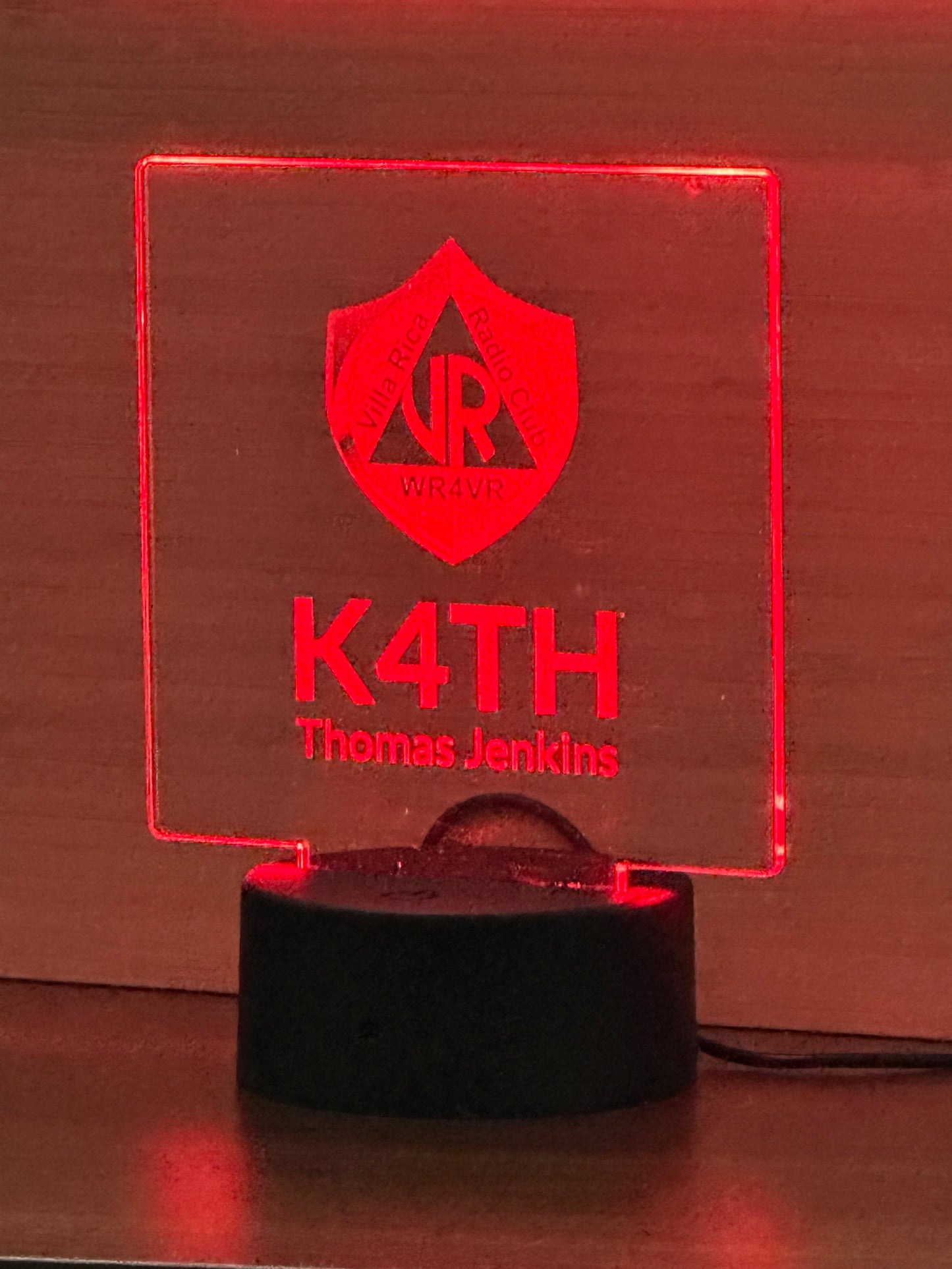 VRRC Multi-color acrylic etched desk callsign display