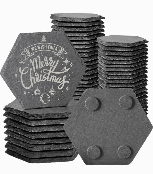 Set of 4 Custom Engraved Slate Coasters Nov Flash Sale