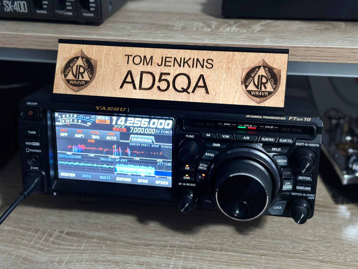 Custom Callsign Amateur Radio Operator Nameplate for ham shack laser engraved with stand 2"x8"